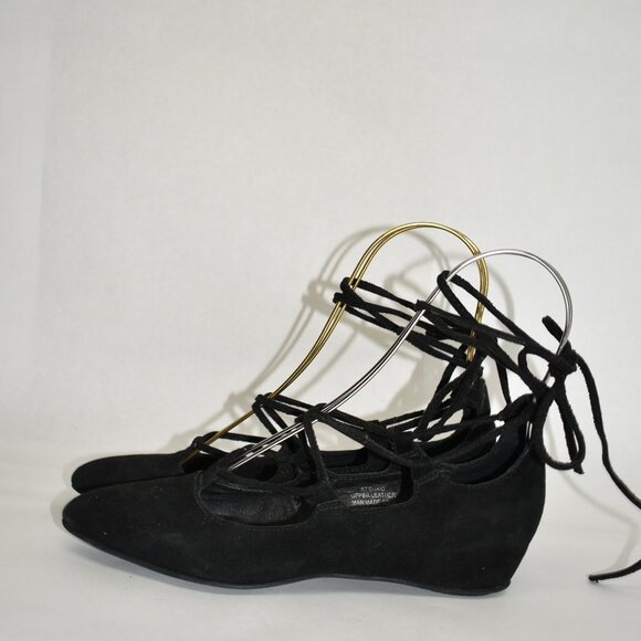 $180 Jeffrey Campbell Atsuko Ankle Tie Ballet Flat Black Suede 6.5 (TPO19.5) - Picture 4 of 7